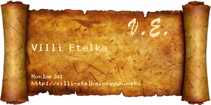 Villi Etelka névjegykártya